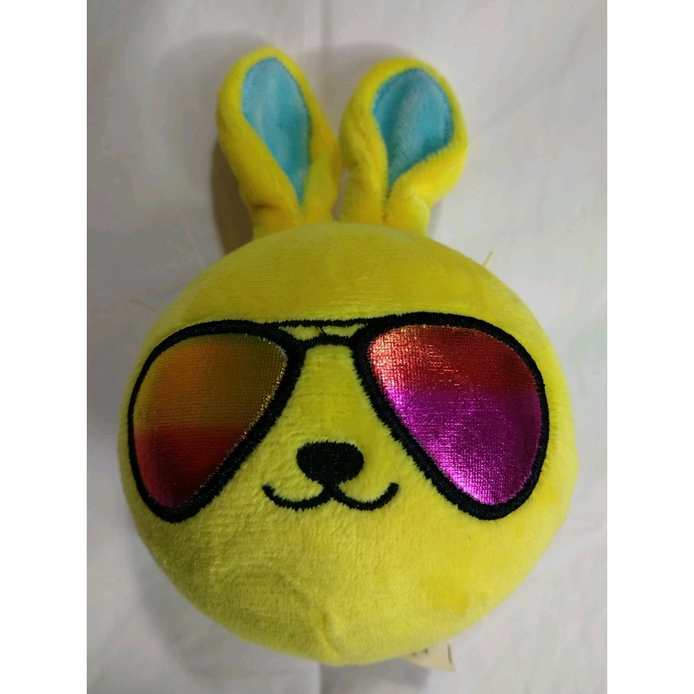 Soft Squishy Plush Stuffed Dan Dee Yellow Bunny, Wearing Sunglasses‎ 6" Inches